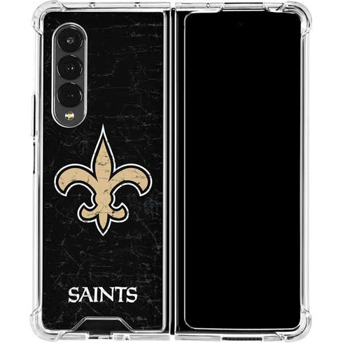 NFL New Orleans Saints Distressed Galaxy Z Fold4 5G Clear Case