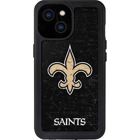 NFL New Orleans Saints Distressed iPhone 13 Mini Waterproof Case
