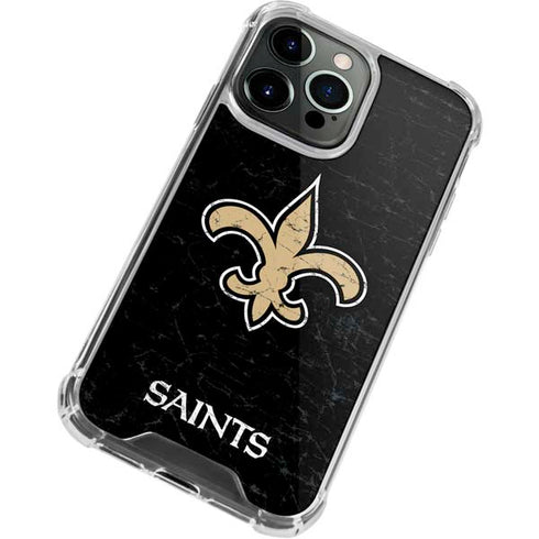NFL New Orleans Saints Distressed iPhone 13 Pro Max Clear Case