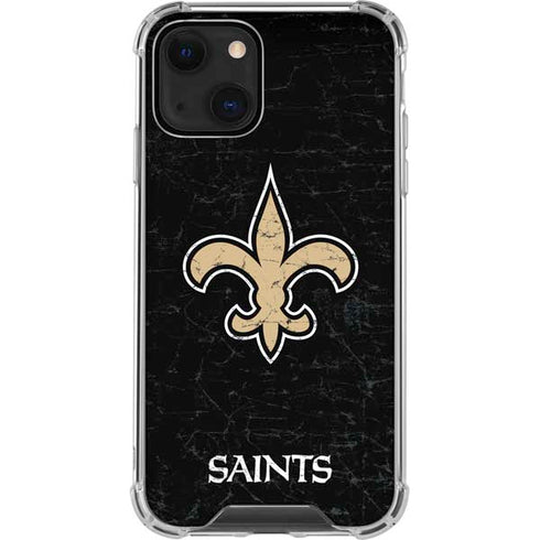 NFL New Orleans Saints Distressed iPhone 15 Plus Clear Case