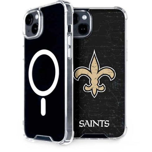 NFL New Orleans Saints Distressed iPhone 15 Plus MagSafe Case