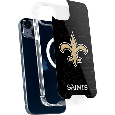 NFL New Orleans Saints Distressed iPhone 15 Plus MagSafe Case