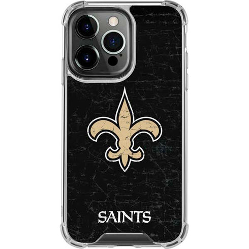 NFL New Orleans Saints Distressed iPhone 14 Pro Clear Case