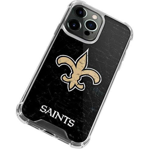 NFL New Orleans Saints Distressed iPhone 14 Pro Clear Case