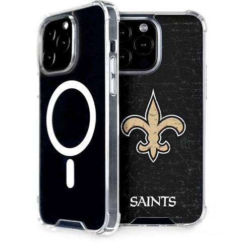 NFL New Orleans Saints Distressed iPhone 15 Pro Max MagSafe Case