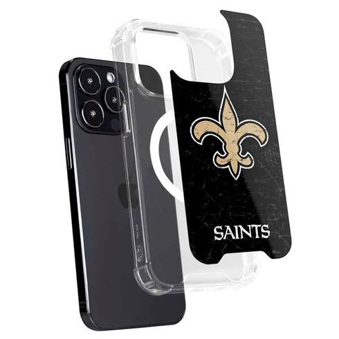 NFL New Orleans Saints Distressed iPhone 15 Pro Max MagSafe Case