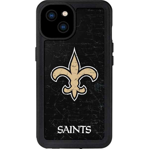 NFL New Orleans Saints Distressed iPhone 15 Plus Waterproof Case