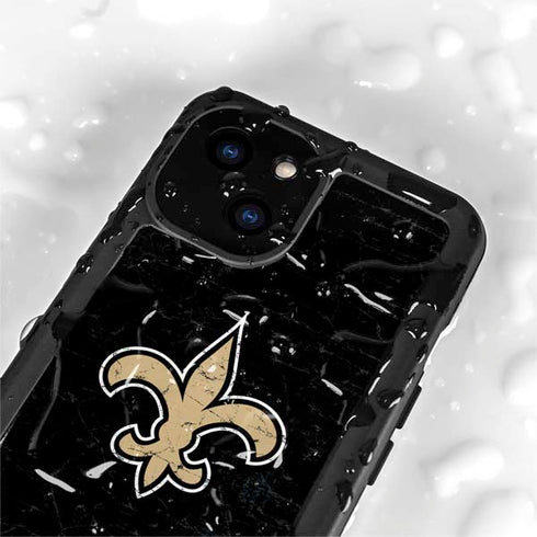 NFL New Orleans Saints Distressed iPhone 15 Plus Waterproof Case