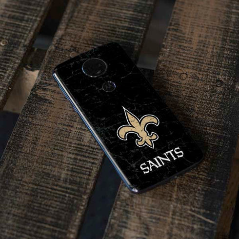 NFL New Orleans Saints Distressed Moto E5 Plus Skin