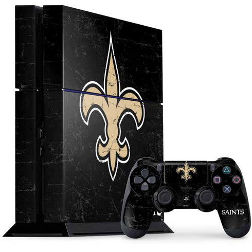 NFL New Orleans Saints Distressed PS4 Console and Controller Bundle Skin
