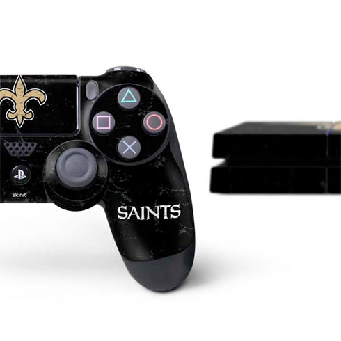 NFL New Orleans Saints Distressed PS4 Console and Controller Bundle Skin
