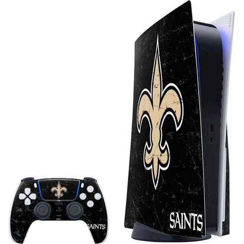 NFL New Orleans Saints Distressed PS5 Bundle Skin