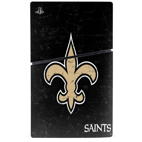 NFL New Orleans Saints Distressed PS5 Slim Disk Console Skin
