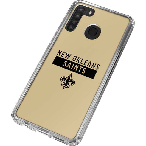 NFL New Orleans Saints Gold Performance Series Galaxy A21 Clear Case