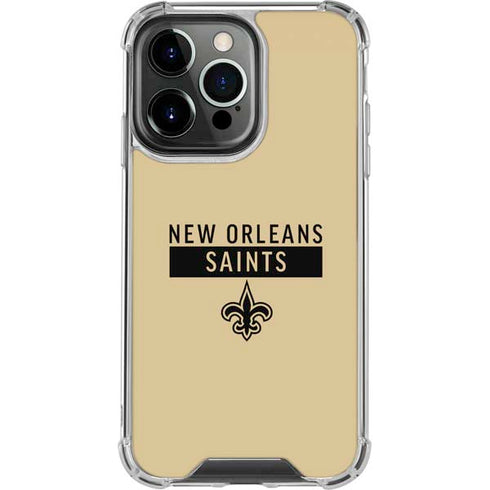 NFL New Orleans Saints Gold Performance Series iPhone 15 Pro Clear Case