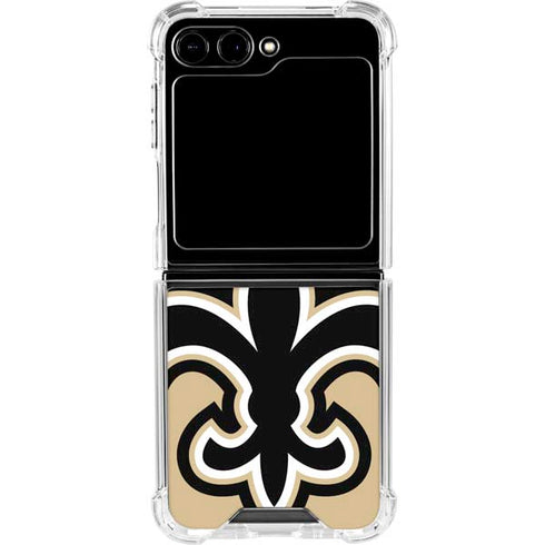 NFL New Orleans Saints Large Logo Galaxy Z Flip5 5G Clear Case