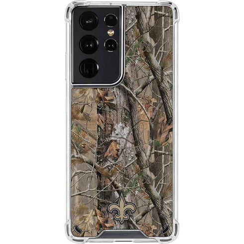 NFL New Orleans Saints Realtree AP Camo Galaxy S21 Ultra 5G Clear Case