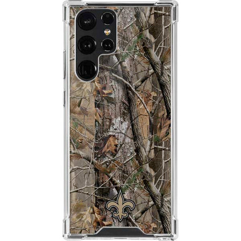NFL New Orleans Saints Realtree AP Camo Galaxy S22 Ultra Clear Case
