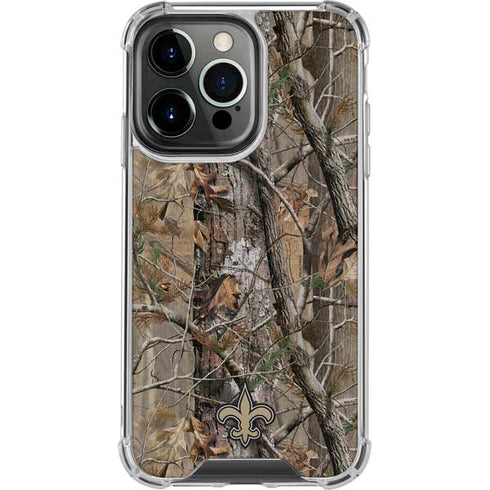 NFL New Orleans Saints Realtree AP Camo iPhone 14 Pro Clear Case