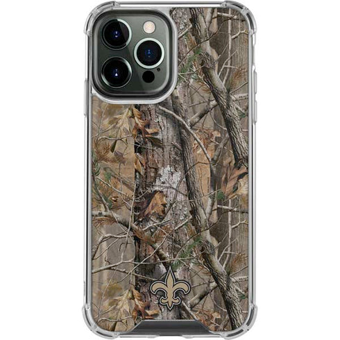 NFL New Orleans Saints Realtree AP Camo iPhone 14 Pro Max Clear Case