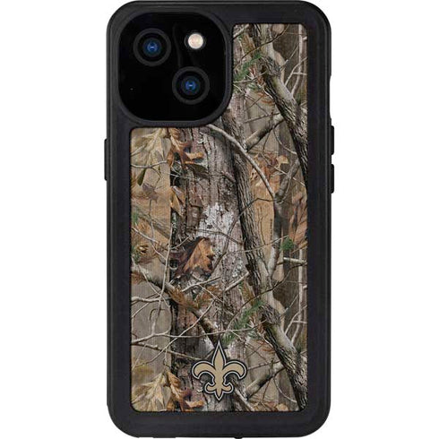 NFL New Orleans Saints Realtree AP Camo iPhone 15 Waterproof Case