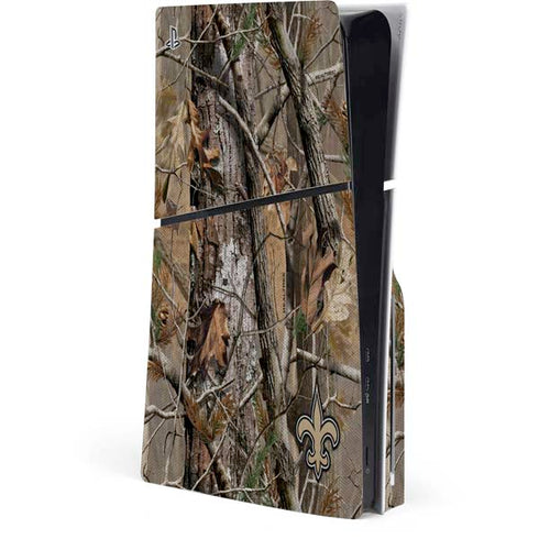 NFL New Orleans Saints Realtree AP Camo PS5 Slim Disk Console Skin