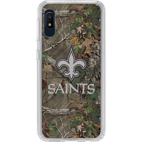 NFL New Orleans Saints Realtree Xtra Green Camo Galaxy A10e Clear Case