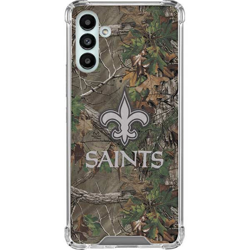 NFL New Orleans Saints Realtree Xtra Green Camo Galaxy A13 5G Clear Case