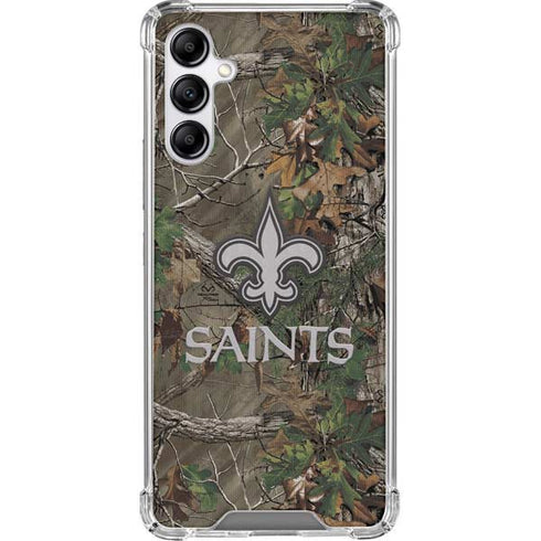 NFL New Orleans Saints Realtree Xtra Green Camo Galaxy A14 5G Clear Case