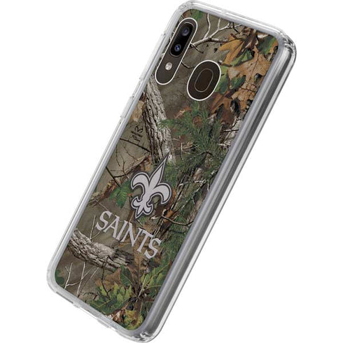 NFL New Orleans Saints Realtree Xtra Green Camo Galaxy A20 Clear Case
