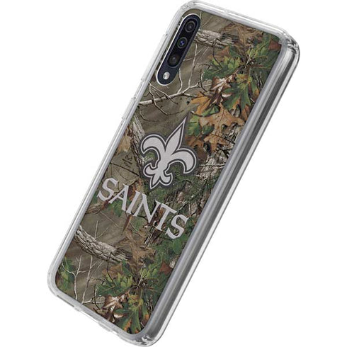 NFL New Orleans Saints Realtree Xtra Green Camo Galaxy A50 Clear Case
