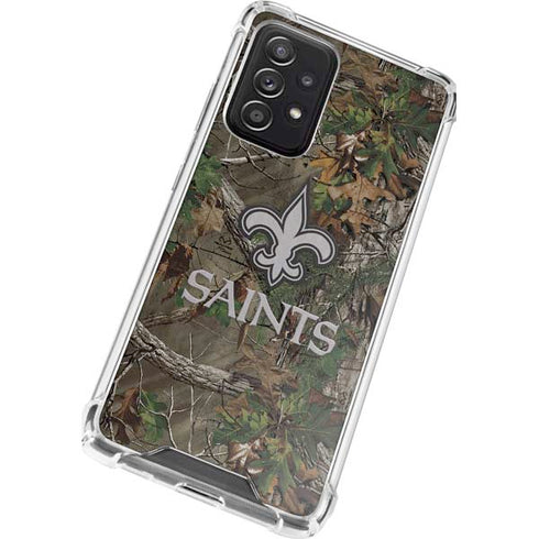NFL New Orleans Saints Realtree Xtra Green Camo Galaxy A52 5G Clear Case