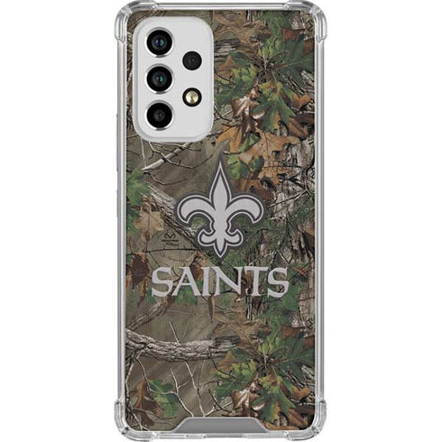 NFL New Orleans Saints Realtree Xtra Green Camo Galaxy A53 5G Clear Case