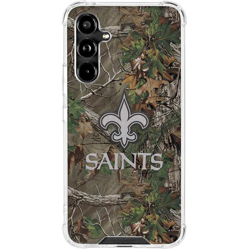NFL New Orleans Saints Realtree Xtra Green Camo Galaxy A54 5G Clear Case
