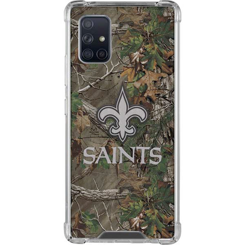 NFL New Orleans Saints Realtree Xtra Green Camo Galaxy A71 5G Clear Case