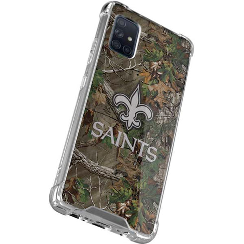 NFL New Orleans Saints Realtree Xtra Green Camo Galaxy A71 5G Clear Case