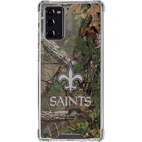 NFL New Orleans Saints Realtree Xtra Green Camo Galaxy Note20 5G Clear Case