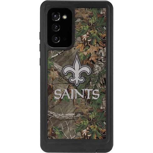 NFL New Orleans Saints Realtree Xtra Green Camo Galaxy Note20 5G Waterproof Case