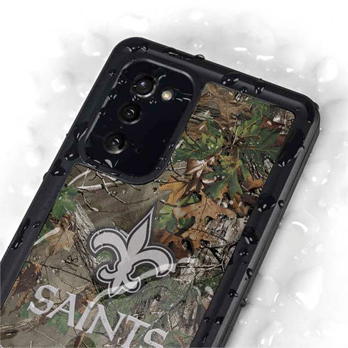 NFL New Orleans Saints Realtree Xtra Green Camo Galaxy Note20 5G Waterproof Case