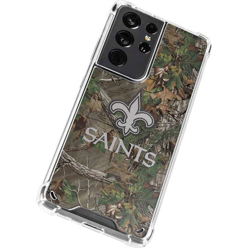 NFL New Orleans Saints Realtree Xtra Green Camo Galaxy S21 Ultra 5G Clear Case
