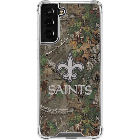NFL New Orleans Saints Realtree Xtra Green Camo Galaxy S22 Plus Clear Case