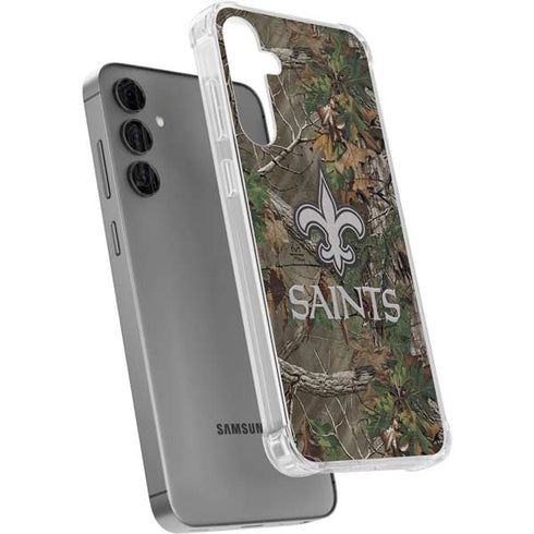 NFL New Orleans Saints Realtree Xtra Green Camo Galaxy S24 Plus Clear Case