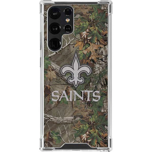 NFL New Orleans Saints Realtree Xtra Green Camo Galaxy S24 Ultra Clear Case
