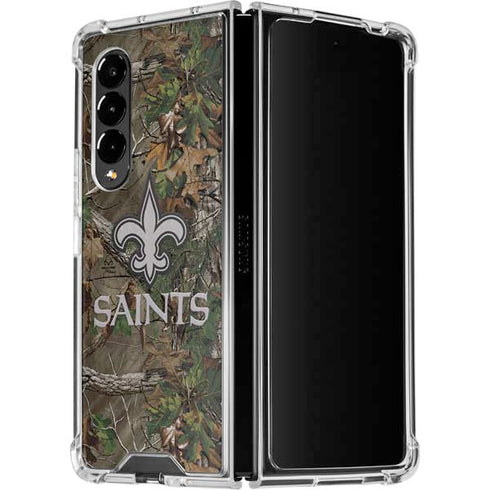 NFL New Orleans Saints Realtree Xtra Green Camo Galaxy Z Fold4 5G Clear Case