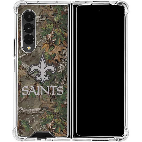 NFL New Orleans Saints Realtree Xtra Green Camo Galaxy Z Fold4 5G Clear Case