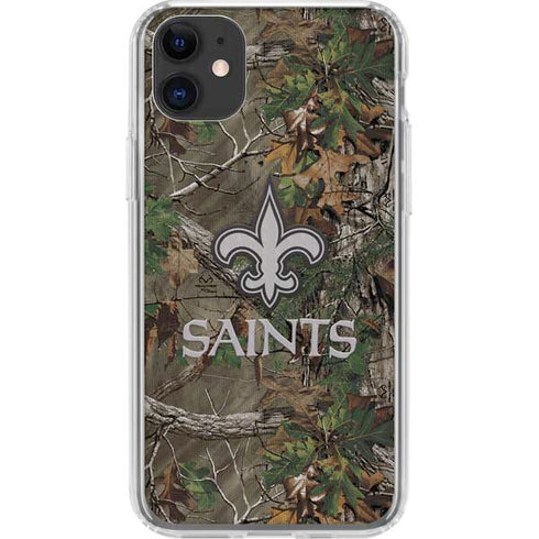 NFL New Orleans Saints Realtree Xtra Green Camo iPhone 11 Clear Case