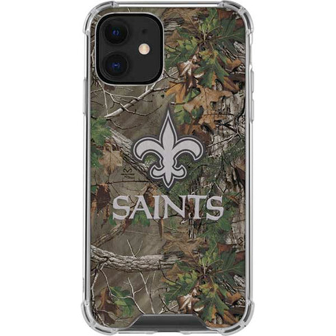 NFL New Orleans Saints Realtree Xtra Green Camo iPhone 12 Clear Case
