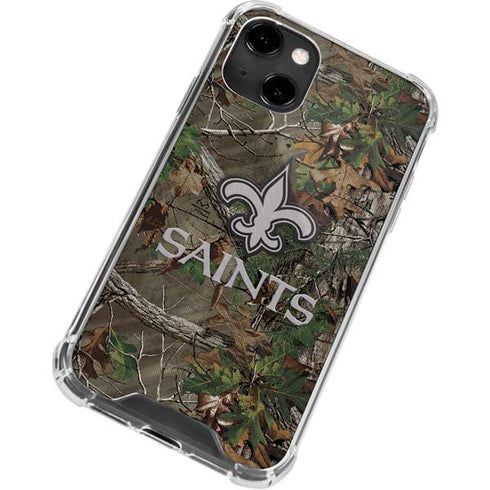 NFL New Orleans Saints Realtree Xtra Green Camo iPhone 14 Clear Case