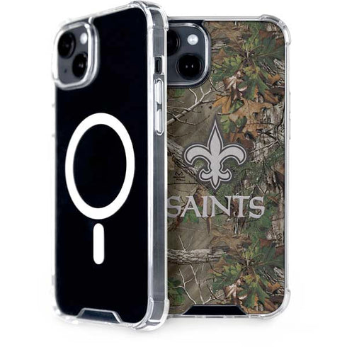 NFL New Orleans Saints Realtree Xtra Green Camo iPhone 15 Plus MagSafe Case