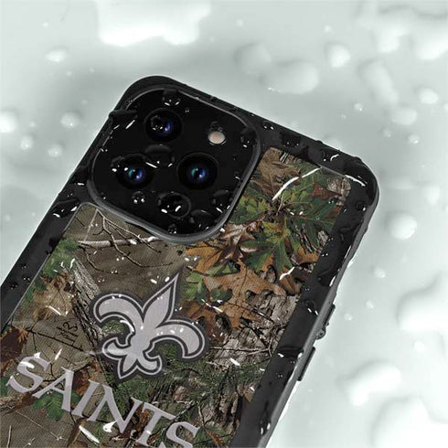 NFL New Orleans Saints Realtree Xtra Green Camo iPhone 14 Pro Max Waterproof Case